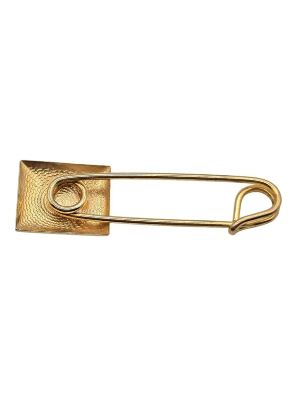 Antique Gold Tone Safety Sash Pin Brooch Floral Engraved Design